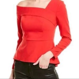 BCBG MaxAzria Asymmetric One Shoulder Peplum Top